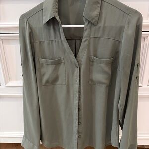 Express Sage Green Women's Button-Down Shirt